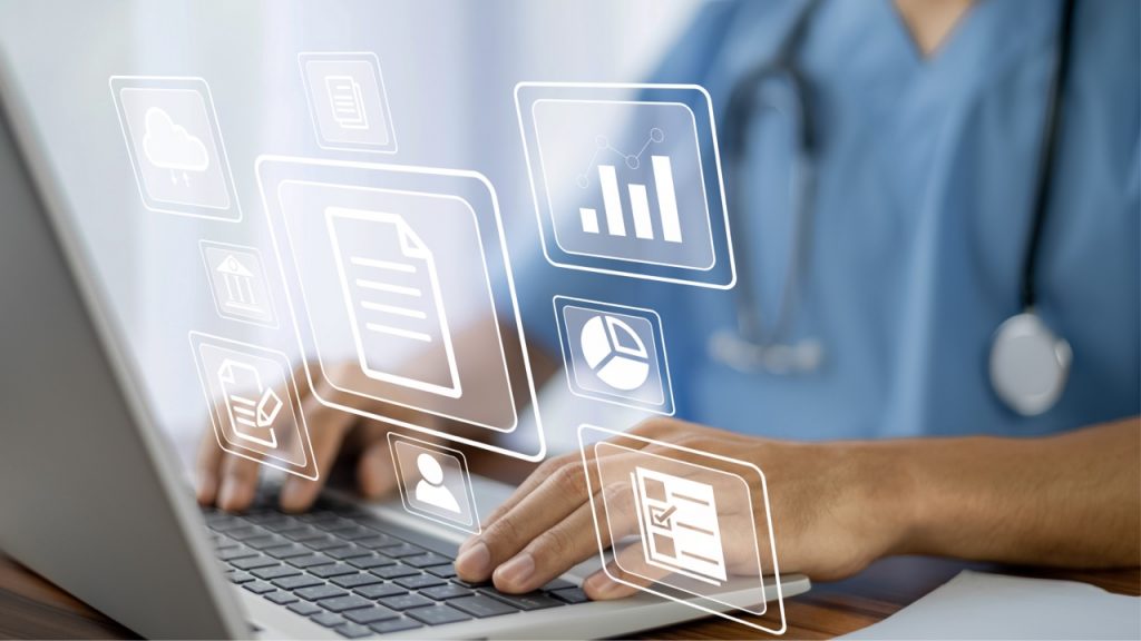 Person on computer looking over data