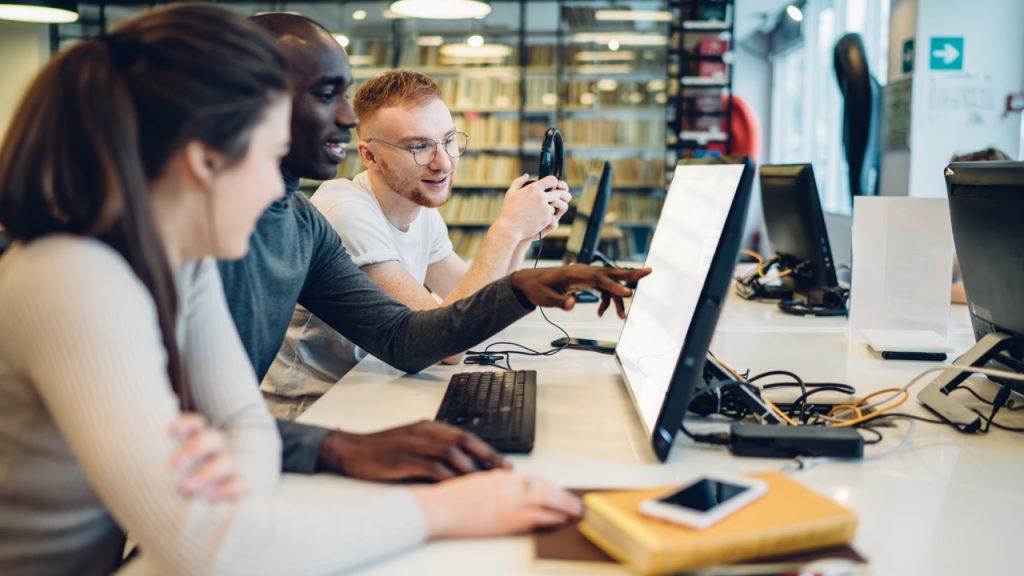 group of students at computer